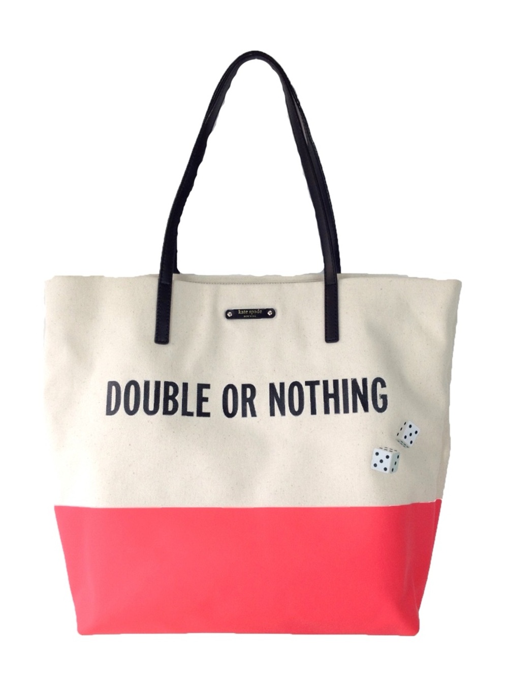 Kate Spade 'Taft Street' Double or Nothing Bon Shopper Canvas Cream Coral Tote